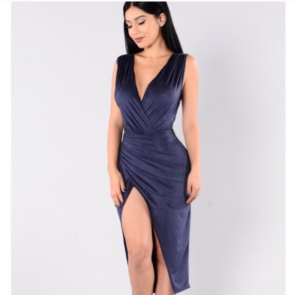 Velvet Navy Fashion Nova Dress